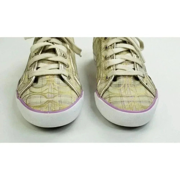 Coach 9B "Dee" Tan Plaid Lace Up "C" Logo & Heel Logo Women's Fashion Sneakers - Picture 8 of 12